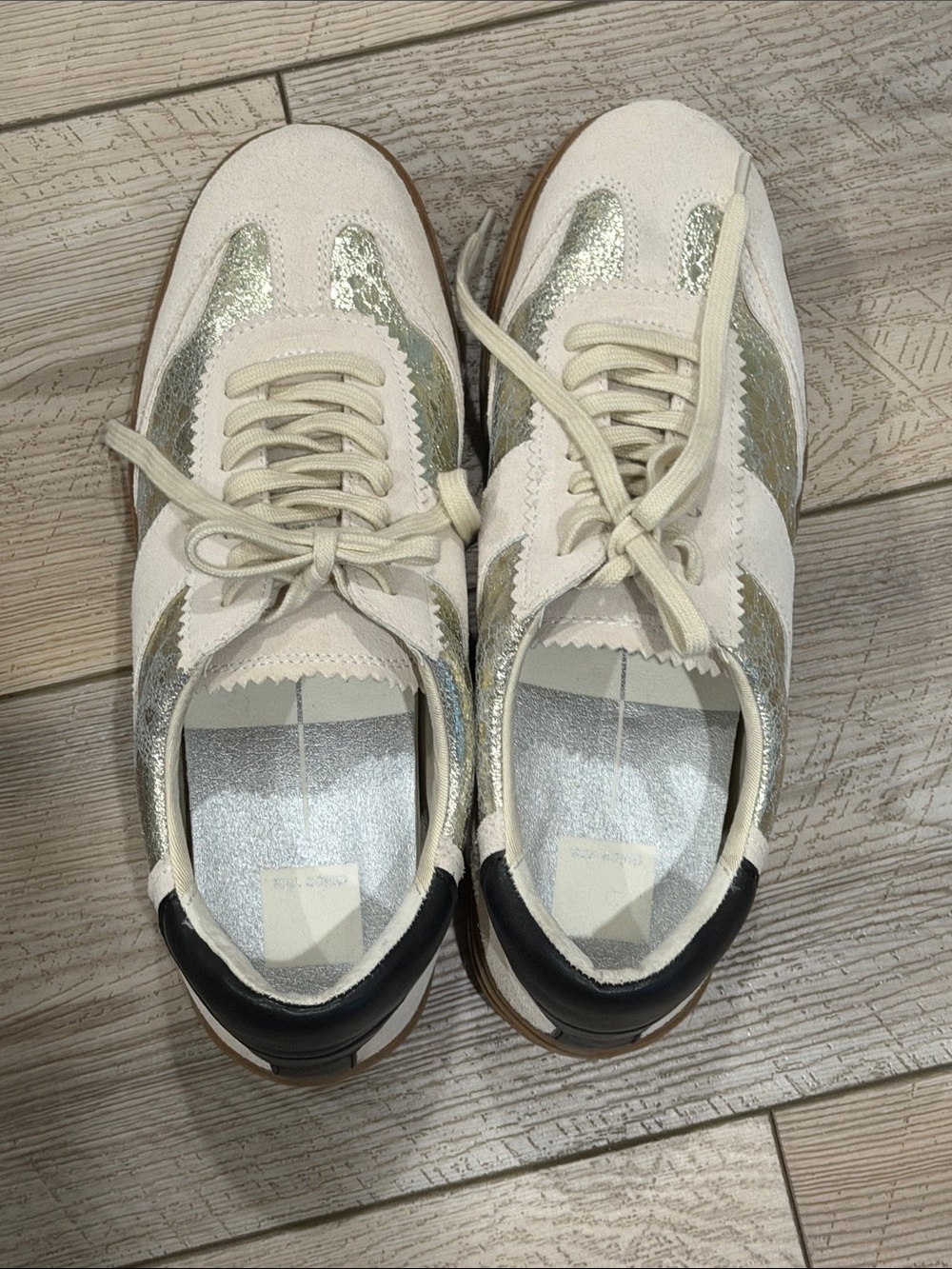 Dolce Vita Cream and Silver Women's Fashion Sneakers